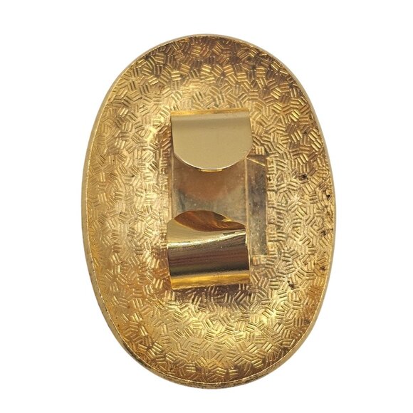 Cloisonné Red/Purple Floral Enamel Gold-Tone Oval Tie-Belt Clip Accessory - Picture 4 of 7